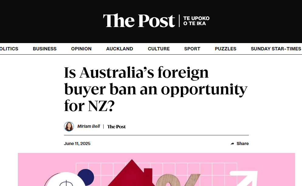 Impact PR client featured in media discussing foreign investment in NZ housing market