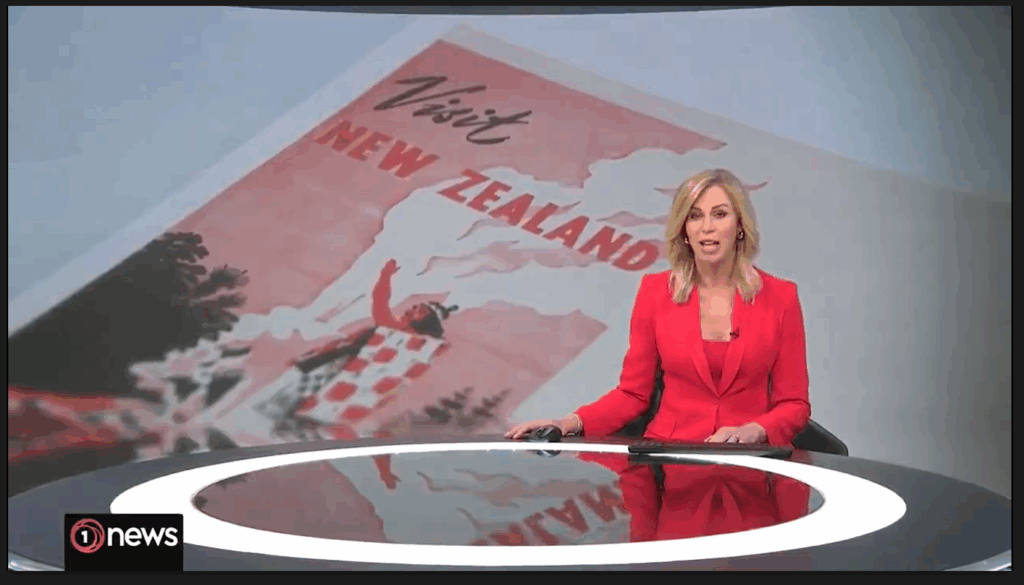 Screenshot of 1News coverage on New Zealand archive facility surpassing Smithsonian standards